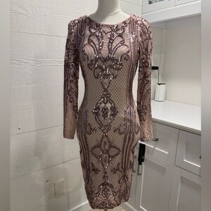 Bloomingdale’s Aqua Mauve Sequin Cocktail Dress NWT Size 4 Formal Gala Prom